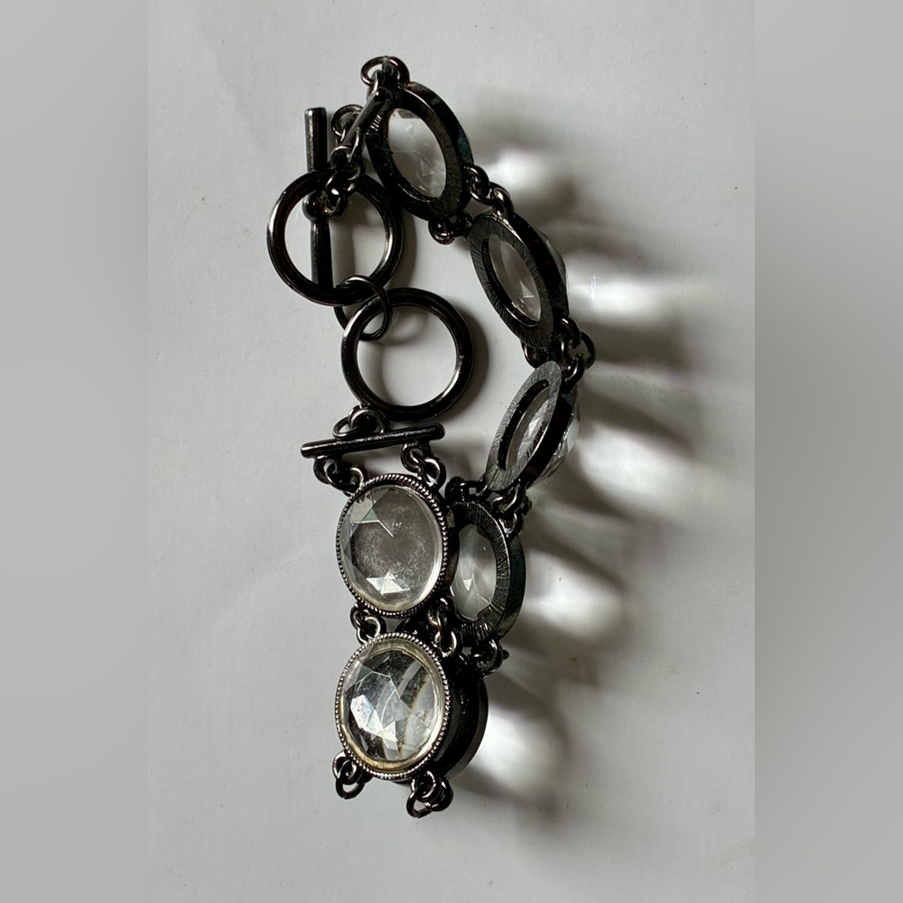 ⚕️Cookie Lee Healing Hematite Clear Faceted Circle Bead Bracelet